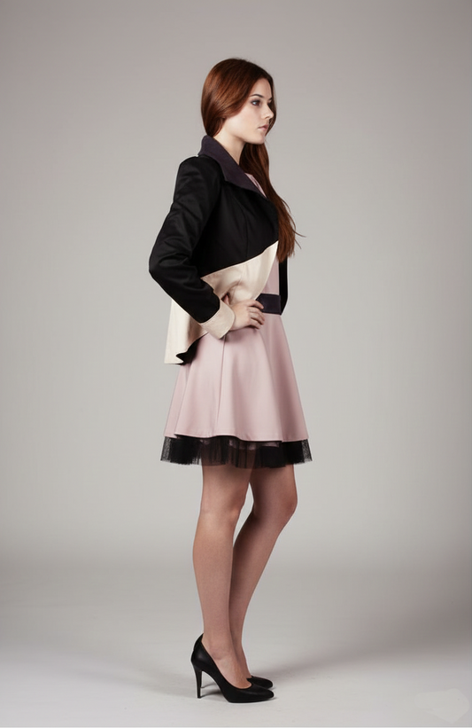 Americana bicolor negra y camel