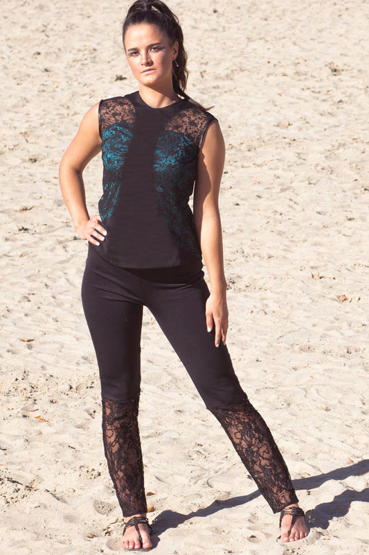 Leggings punto negro, Leggings encaje