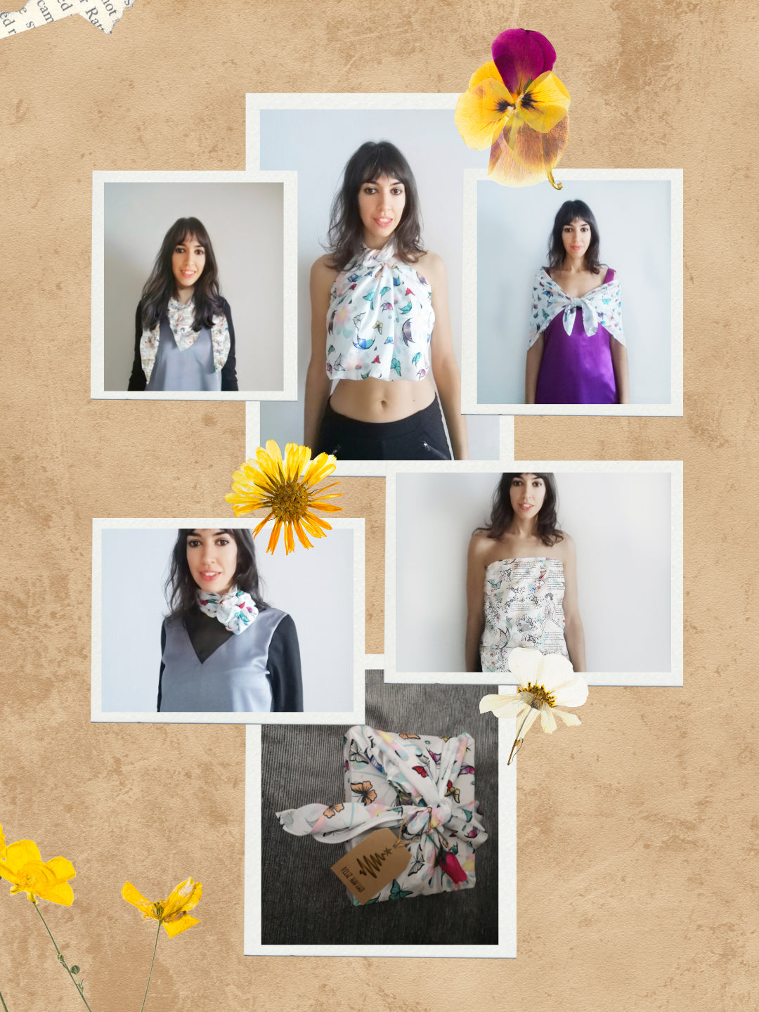 Pañuelo estampado de semiseda, fular estampado poema y mariposas, pashmina con estampado exclusivo, pañuelo para aesthetic look, pañuelo personalizado