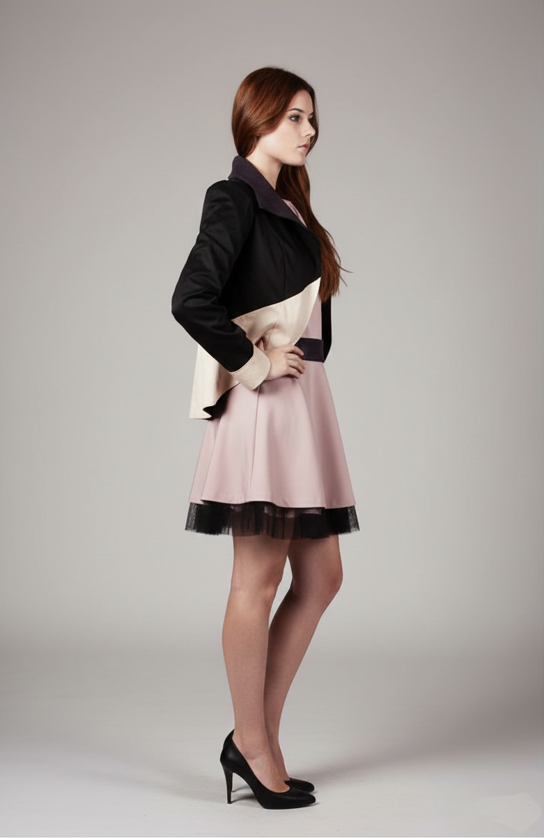 Americana bicolor negra y camel