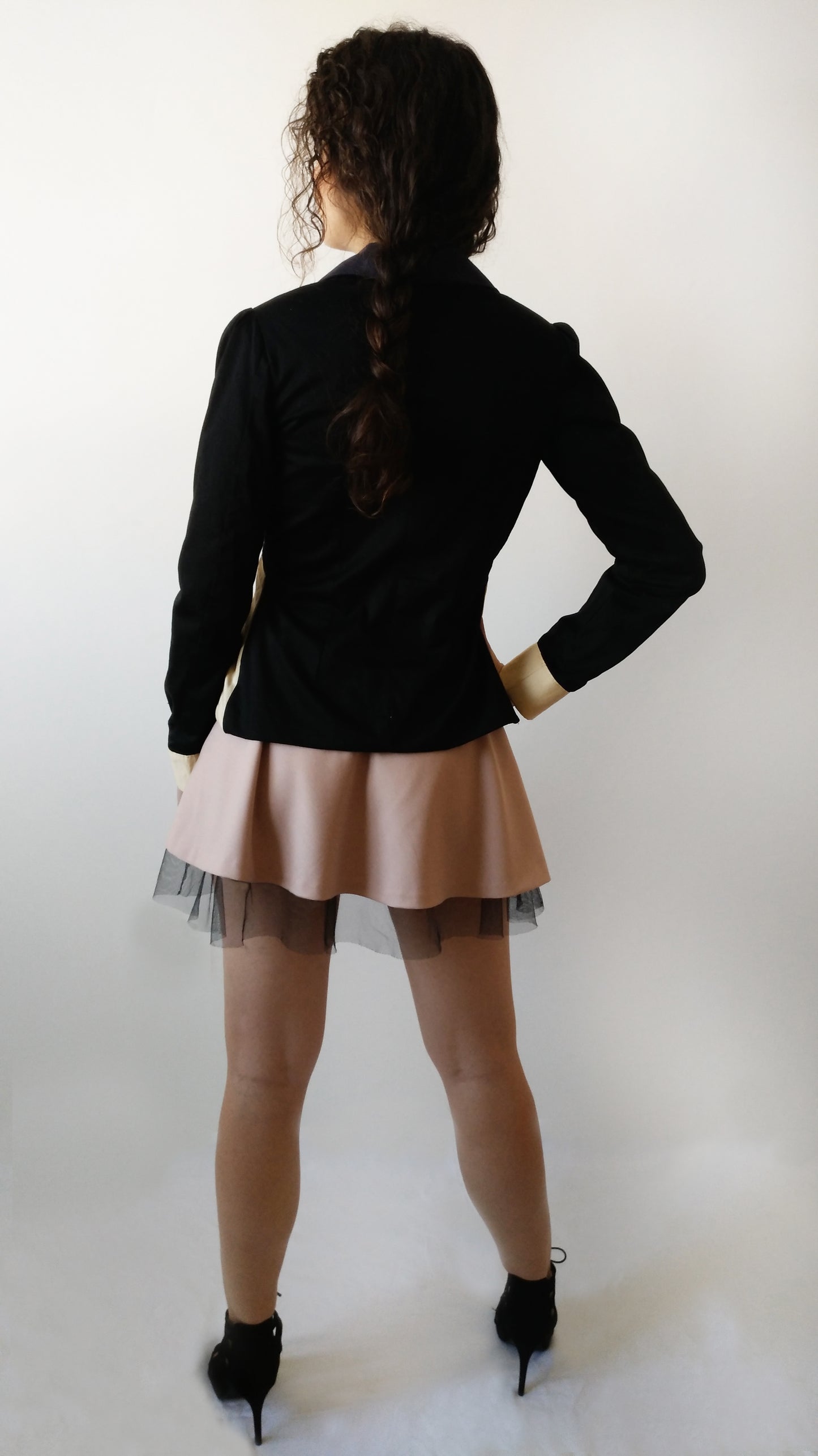 Americana bicolor negra y camel