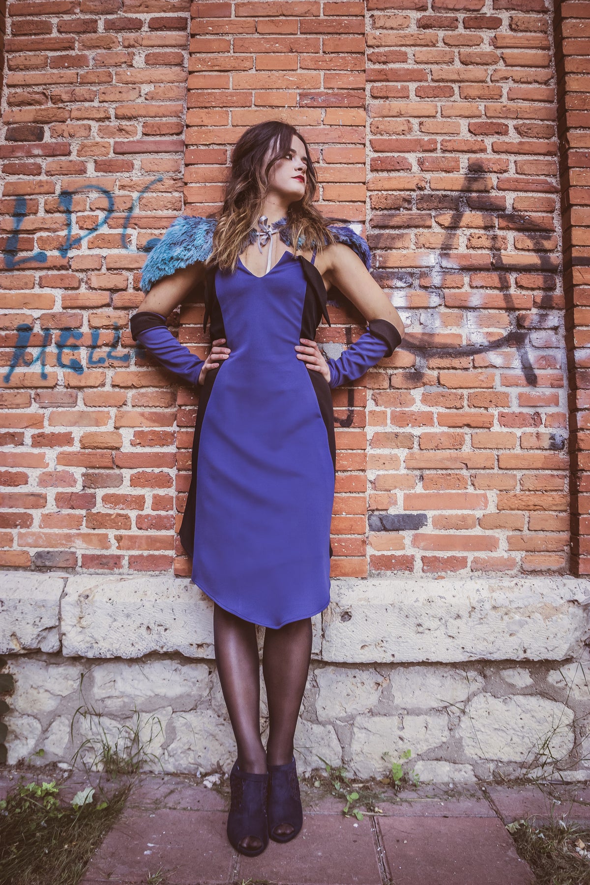 Vestido azul de punto