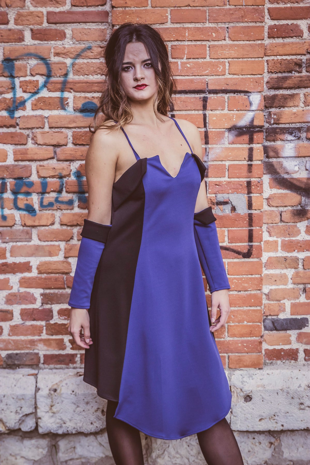 Vestido azul de punto