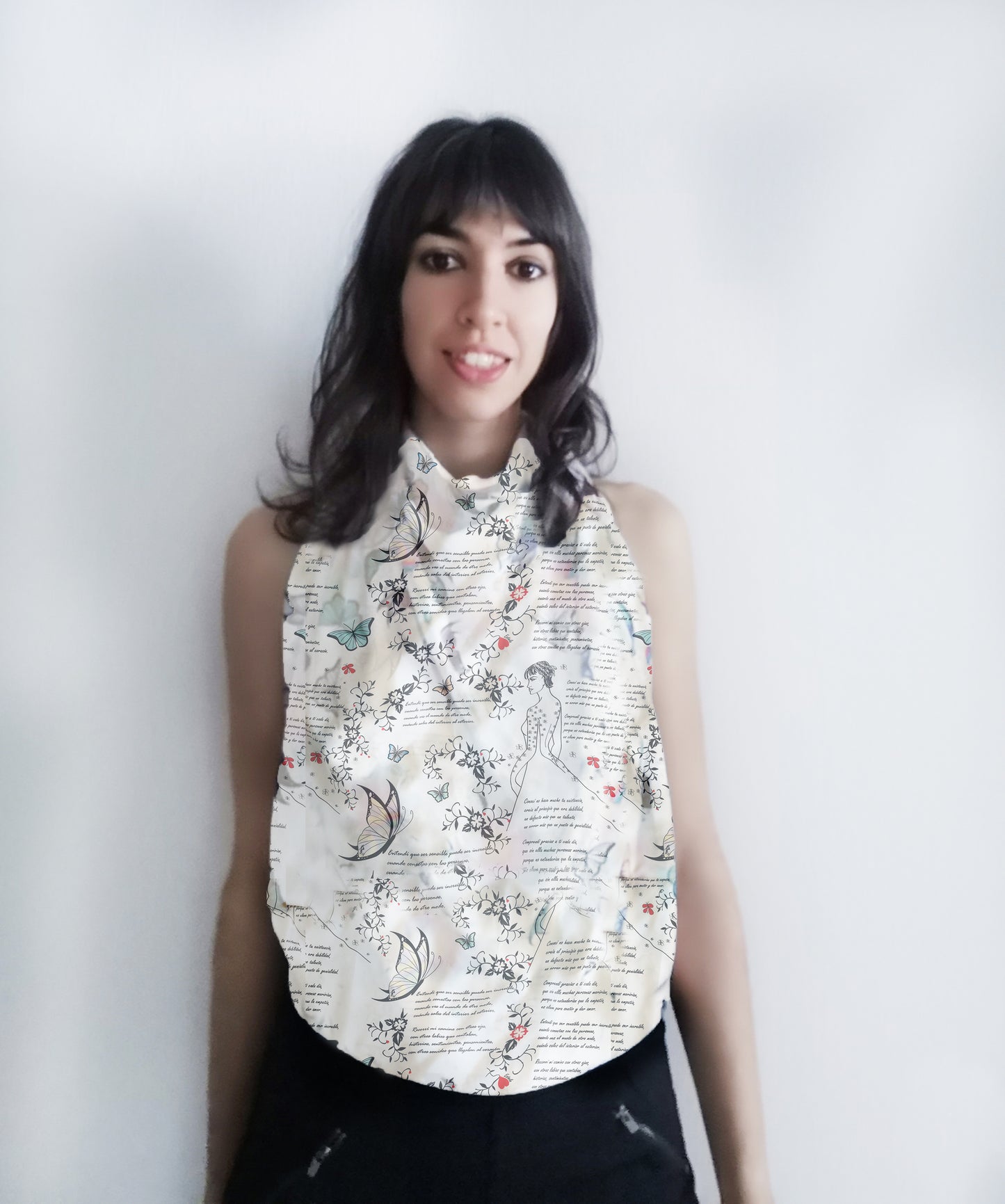 Pañuelo estampado de semiseda, fular estampado poema y mariposas, pashmina con estampado exclusivo, pañuelo para aesthetic look, pañuelo personalizado