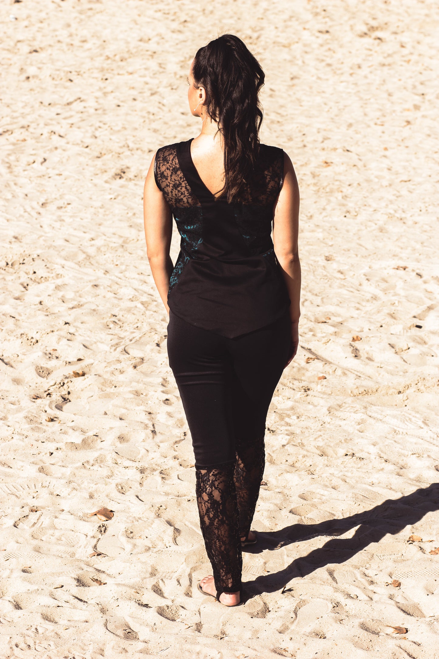 Leggings punto negro, Leggings encaje